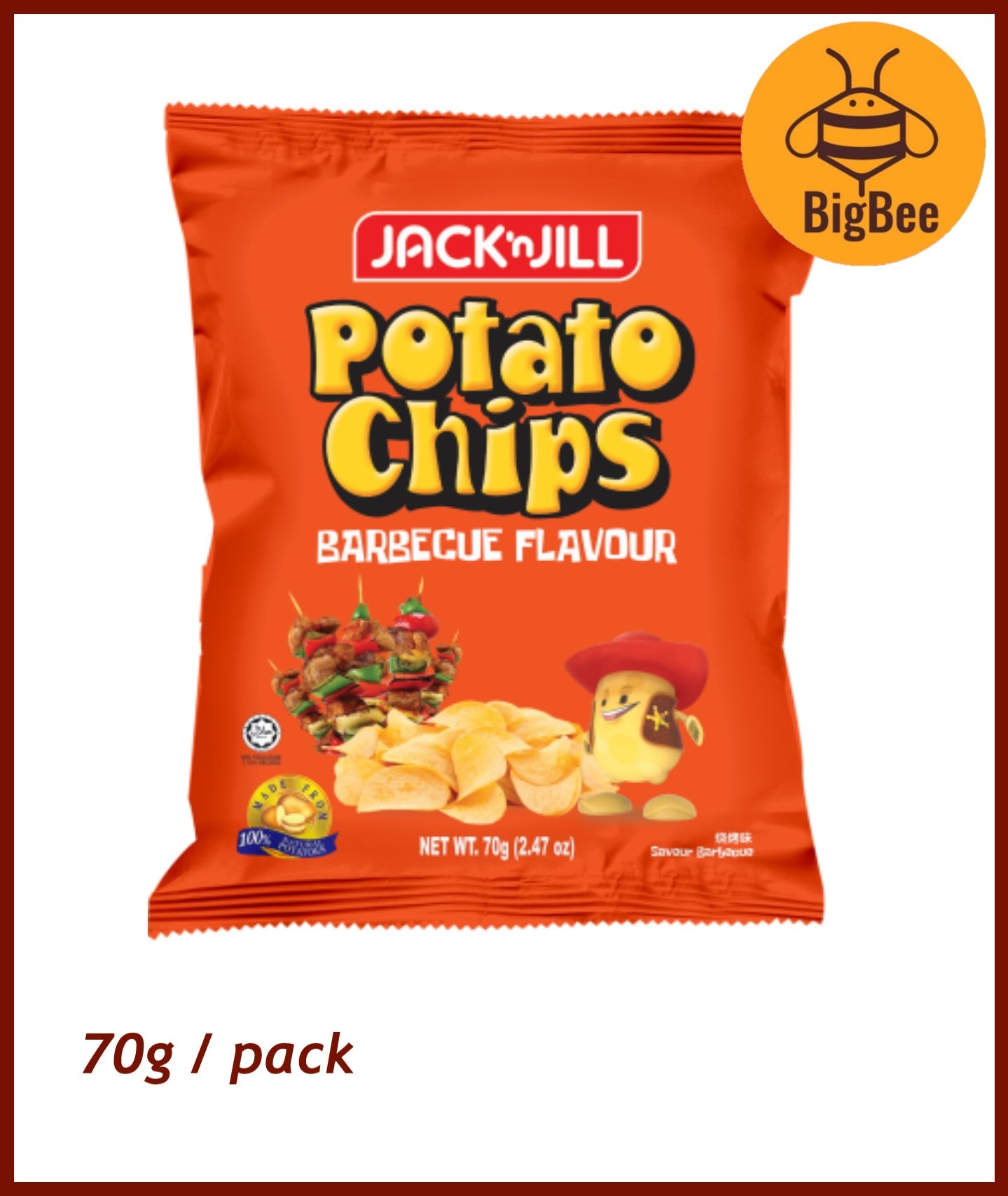 Jack n Jill Potato Chips - 70g/pack BBQ / Salsa Chilli / Spring Onion & Garlic / Nori Seaweed Flavour Jack 'n Jill