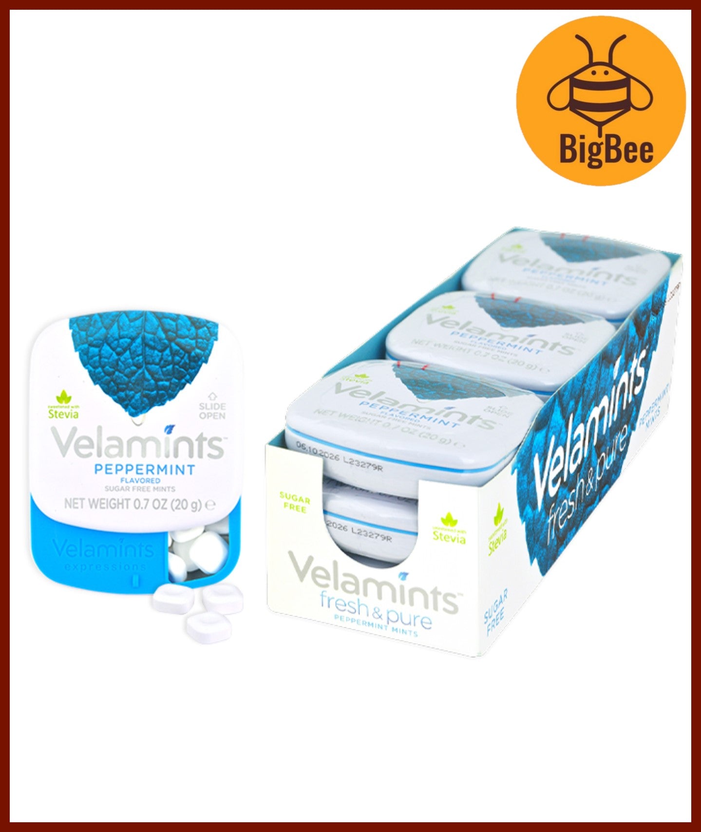 Velamints - 20g Expressions Black Currant / Mango / Velamints Fresh & Pure Peppermint / Spearmint Mints Stevia