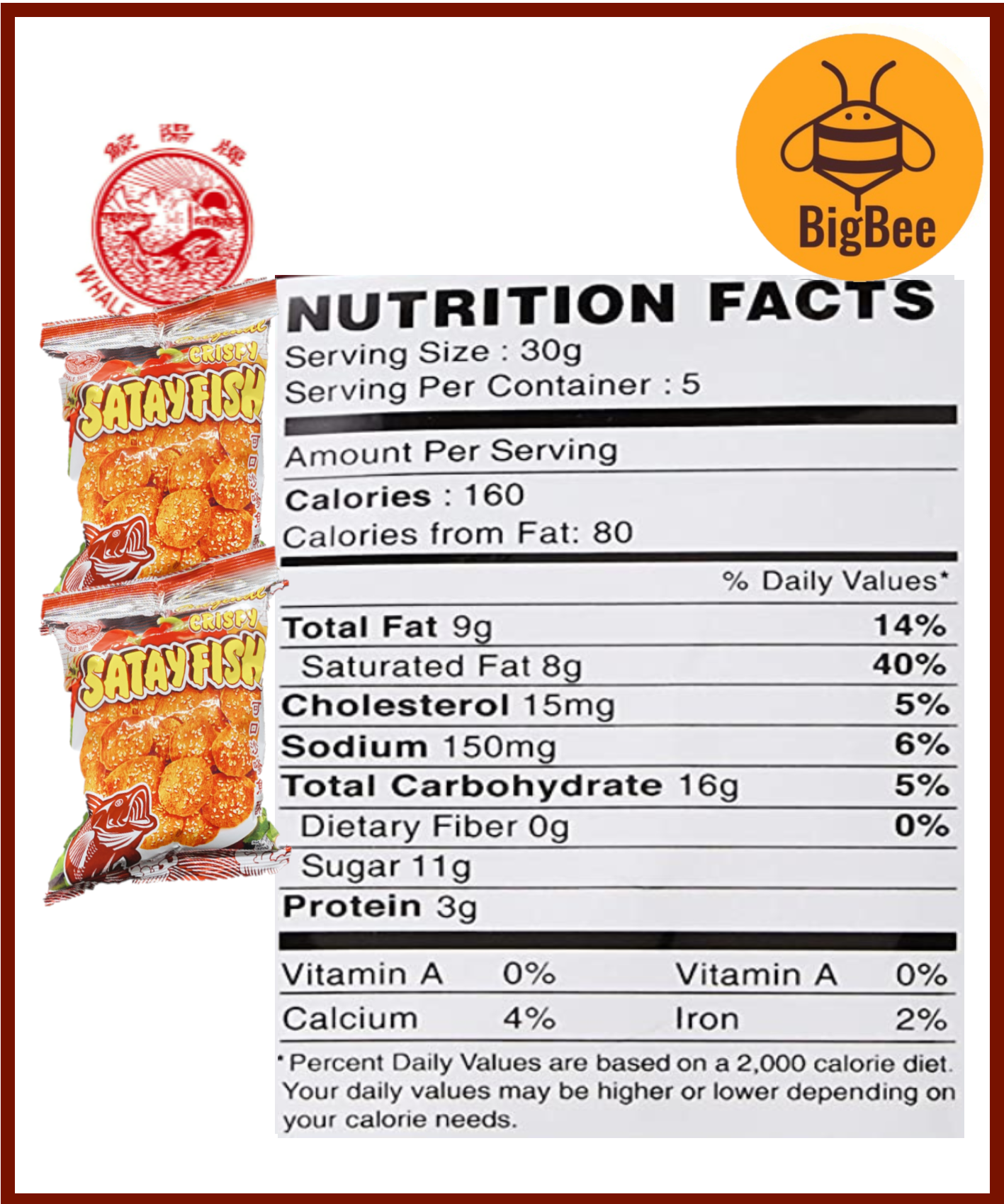 Whale Sun Crispy Satay Fish - 150g/pkt  WhaleSun Brand Crisy Satay Fish Chips 可口沙爹鱼酥