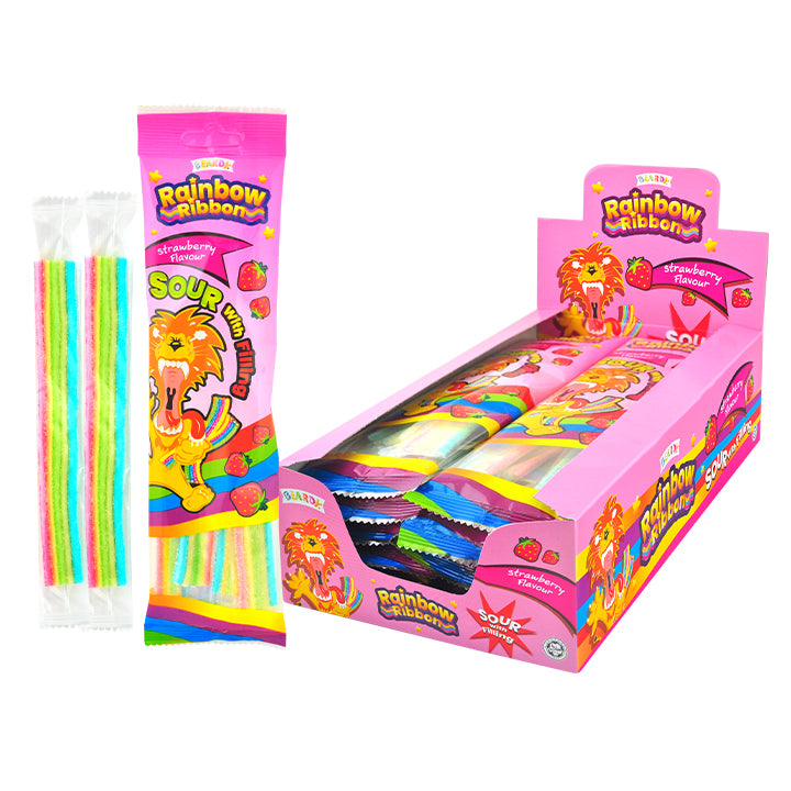 Beardy Fascini - 40g/pkt Sour Power Apple / Strawberry / Multi Flavour / Rainbow Stick Raspberry / Rainbow Ribbon Strawberry