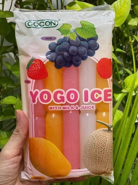 Cocon Yogo Ice - 450ml/pkt(45mlx10tubes)(HALAL) with Milk & Juice Ice Popsicle Strawberry Mango Lychee Honey Melon Grape
