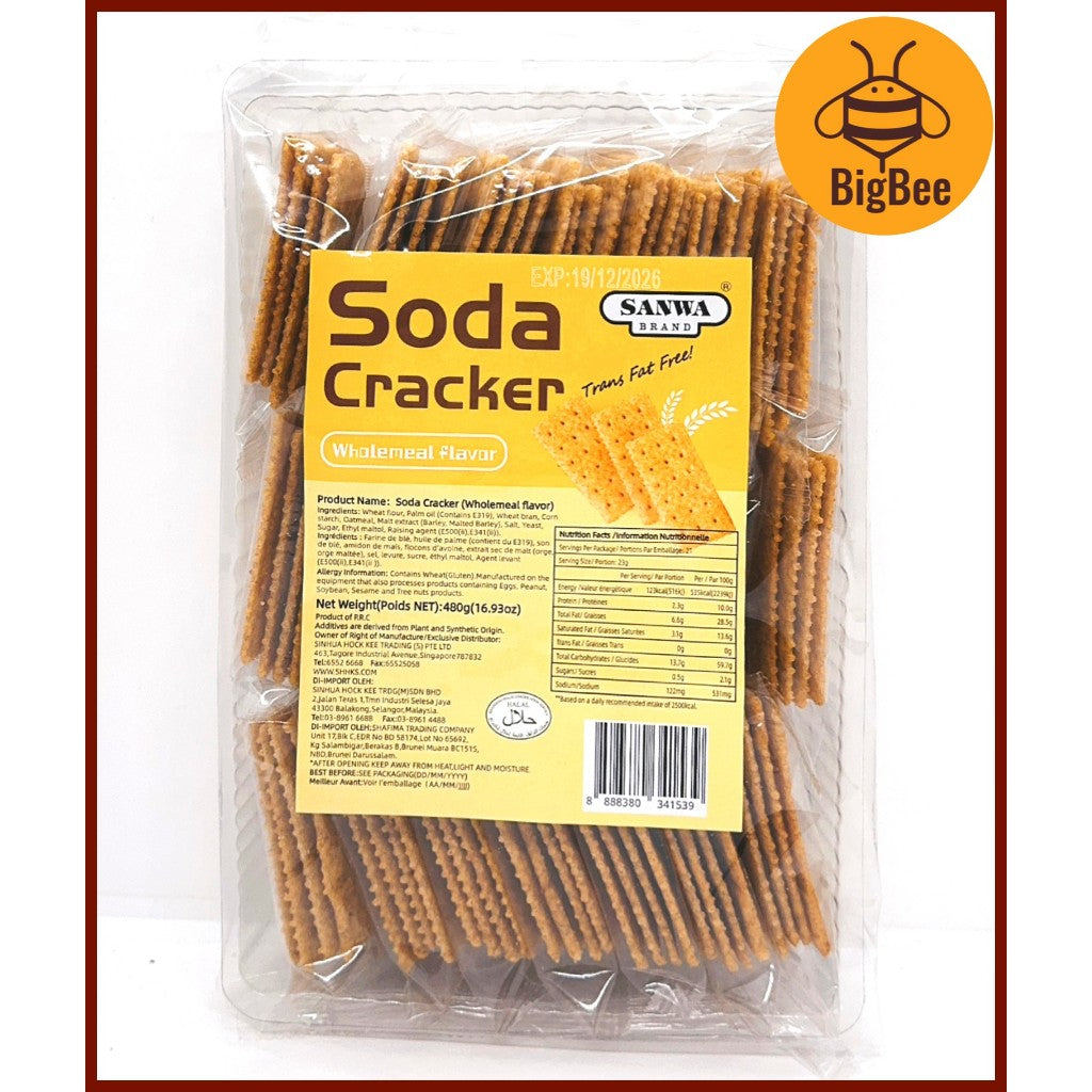 Sanwa Soda Cracker - 480g (21pkts) Saltine / Sesame / Grains / Seaweed / Tomato / Garlic flavor (Halal) Soda Crackers