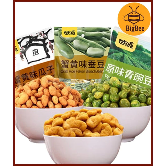 Gan Yuan - 285g/pack Crab Roe Broad Beans,  Crab Roe Sunflower Seeds, Original Peas 甘源蟹黄味瓜子仁  蟹黄味蚕豆