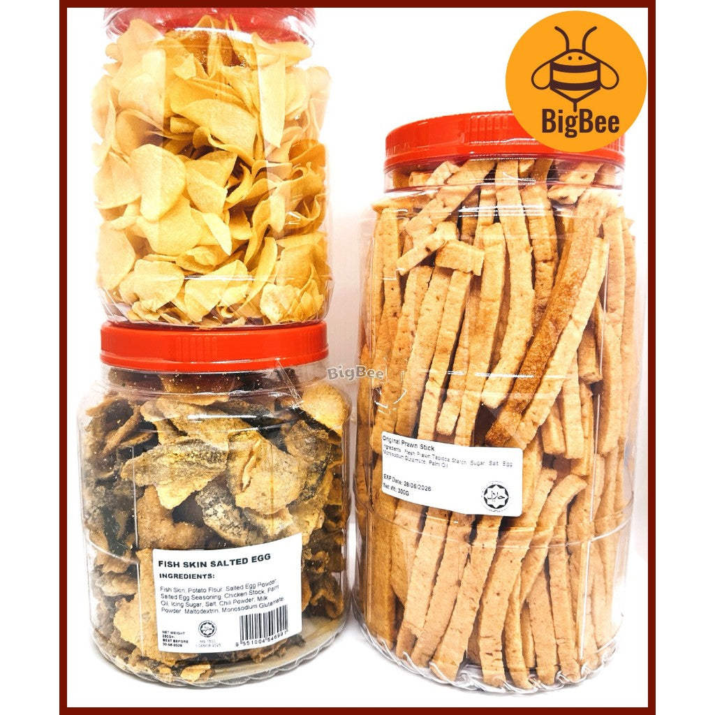 CNY Festive Snacks - Crabstick Original/Mala/Salted Egg | Premium Prawn Stick | Arrowhead Chips | Salted Egg Fish Skin